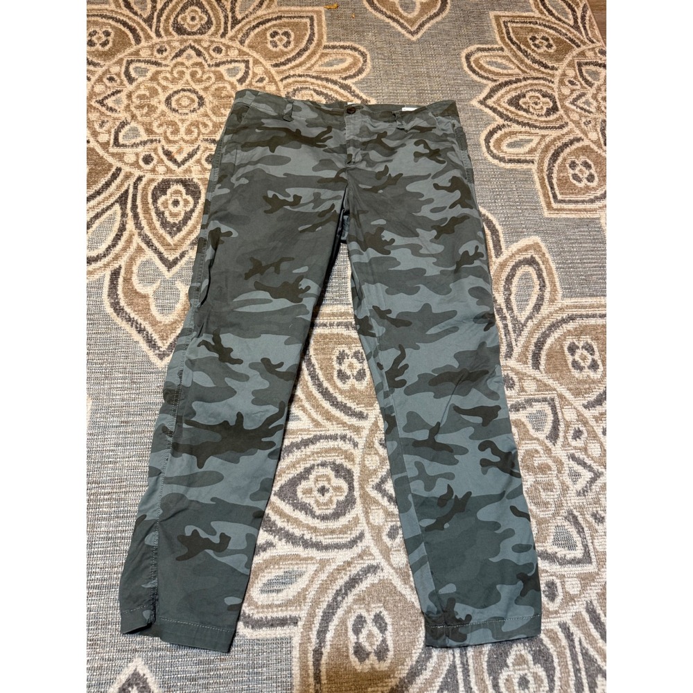 Gap Girlfriend Khaki Camo Pants Womens 14 Blue Green Camouflage Tapered Chino